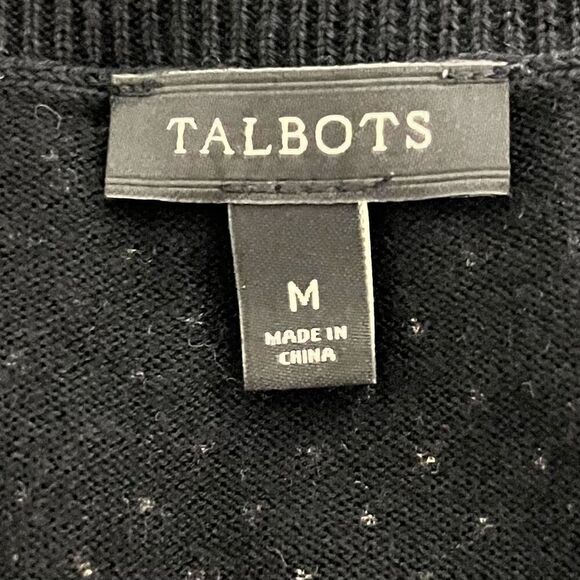 Talbots Black Polka Dot Cardigan   Sz M   EUC - Picture 3 of 4